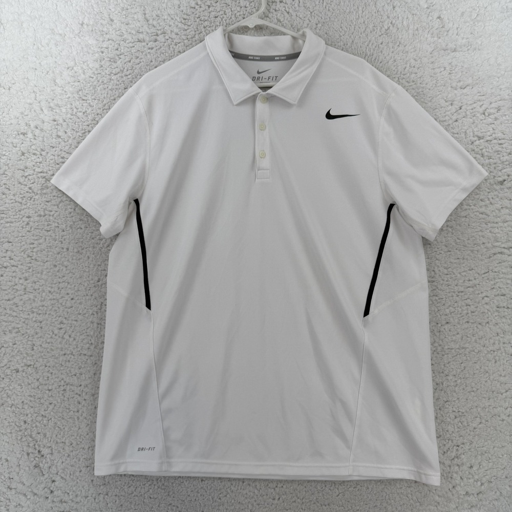 Nike Dri-FIT Tennis Polo Shirt Mens XL White Mesh Athletic Top 523065-101